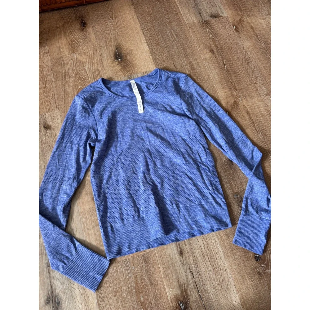 Lululemon Breeze By Long Sleeve II Heathered Sapphire Blue Size 4